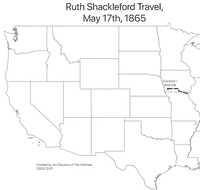 Map of the western United States with Frankfort and Red Oak, Iowa indicated.